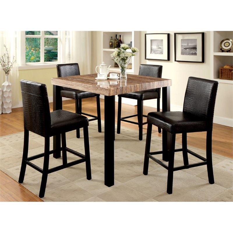 Furniture Of America Kenneth 5 Piece Counter Height Dining Set