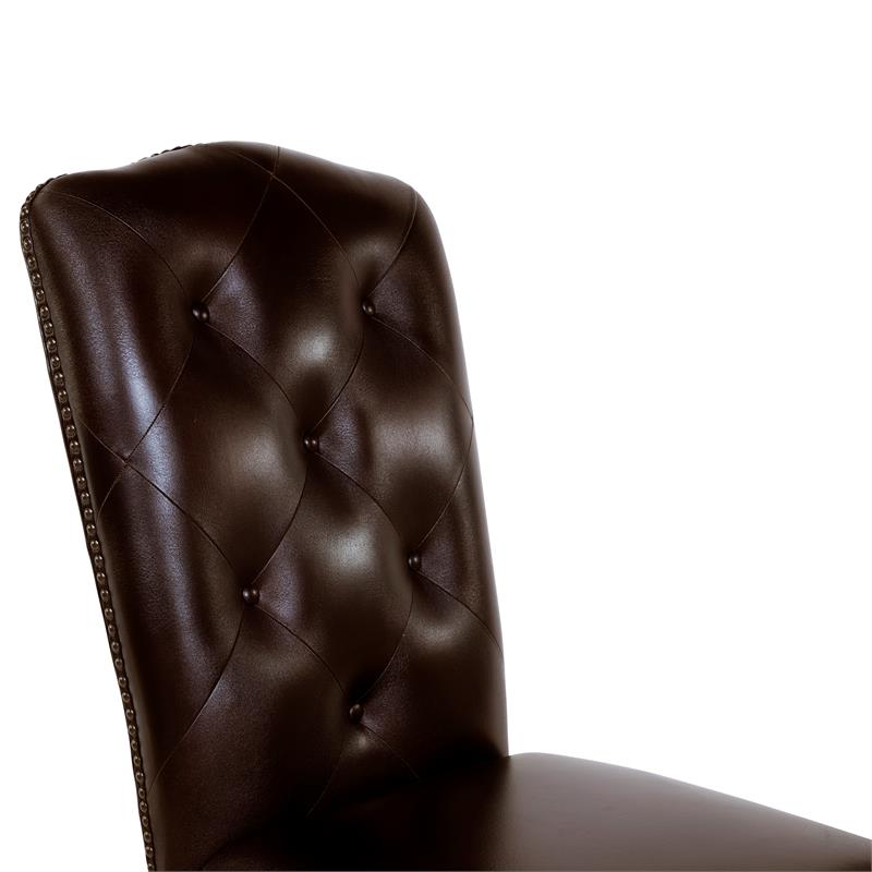 Furniture of America Ramsaran Brown Cherry Faux Leather Dining Chair (Set of 2)