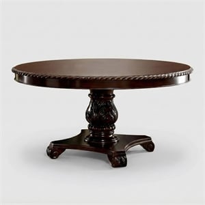Furniture of America Ramsaran Wood Pedestal Dining Table in Brown Cherry