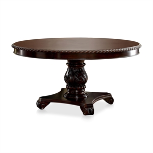 furniture of america ramsaran wood pedestal dining table in brown cherry