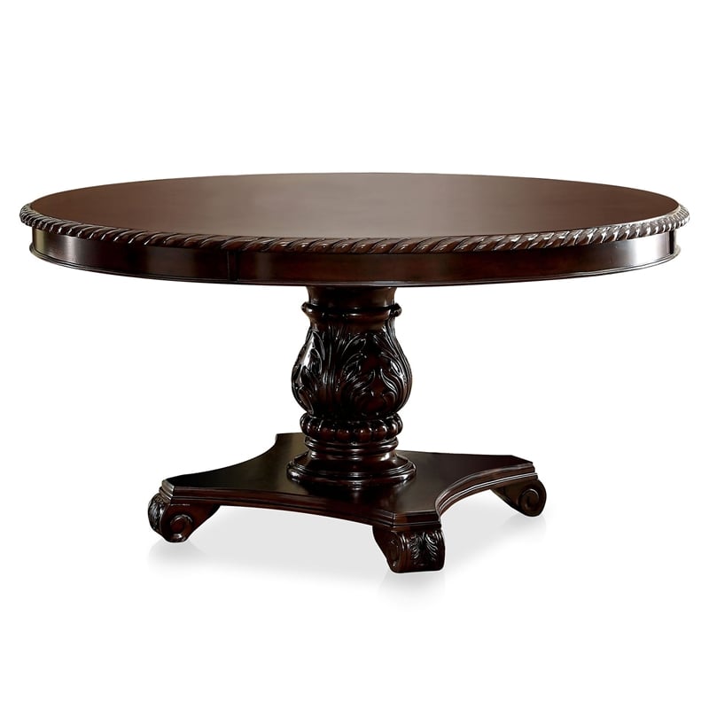 Furniture of America Ramsaran 7-Piece Brown Cherry Round Wood Dining Set