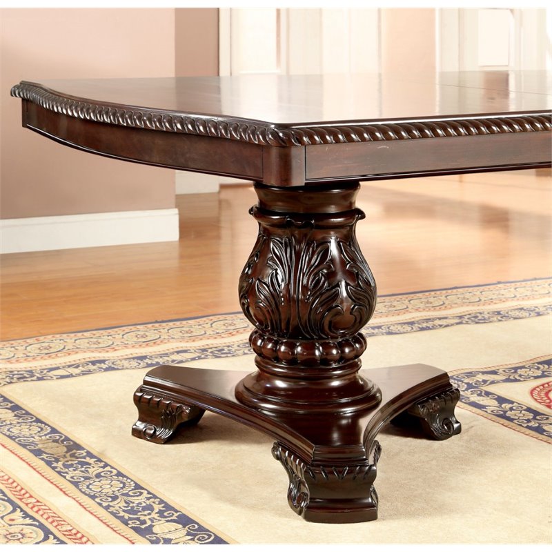 Furniture Of America Ramsaran 9 Extendable Pedestal Dining Set In Brown Cherry Furniture Of America Ramsaran 9 Extendable Pedestal Dining Set In Brown Cherry