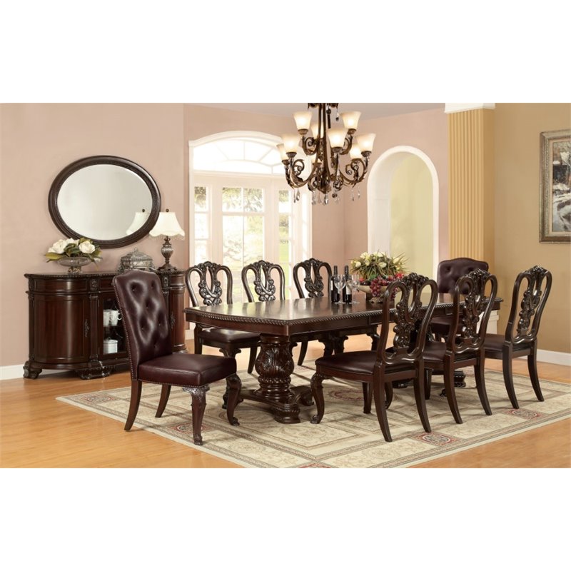 9 Piece Extendable Dining Set, 9 Piece Solid Wood Dining Set With Table And 8 Chairs