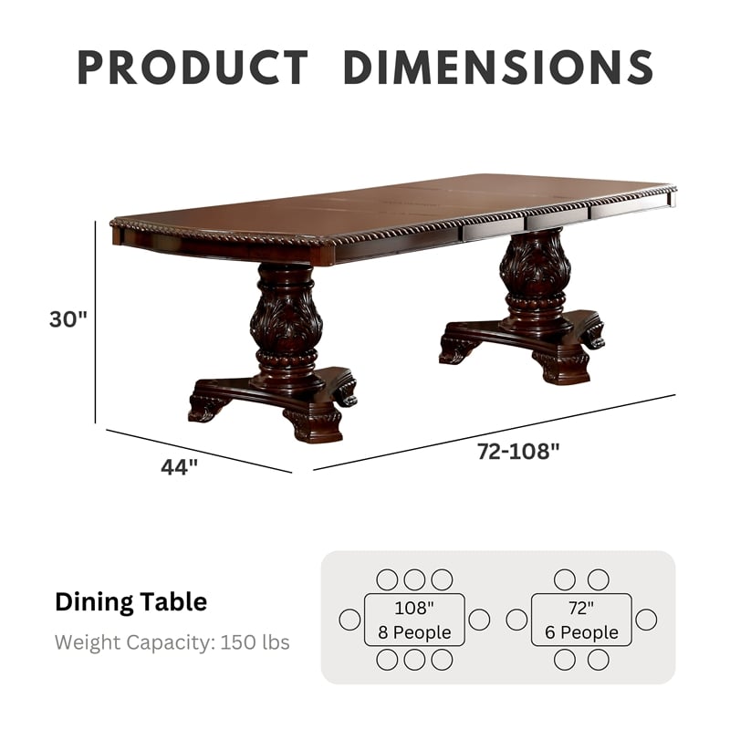 Furniture of America Ramsaran Wood 9-Piece Extendable Dining Set in Brown Cherry
