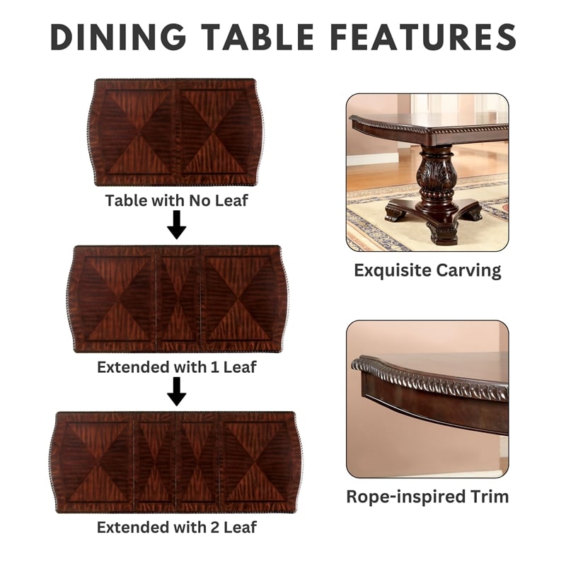 Furniture of America Ramsaran Wood 9-Piece Extendable Dining Set in Brown Cherry