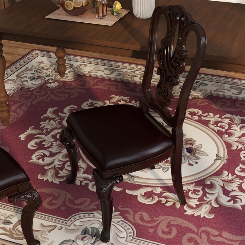 Furniture of America Ramsaran Wood Dining Chair in Brown Cherry (Set of 2)