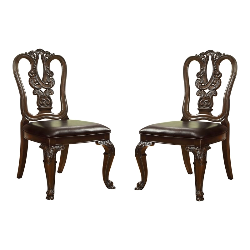 Furniture of America Ramsaran Wood Dining Chair in Brown Cherry (Set of 2)
