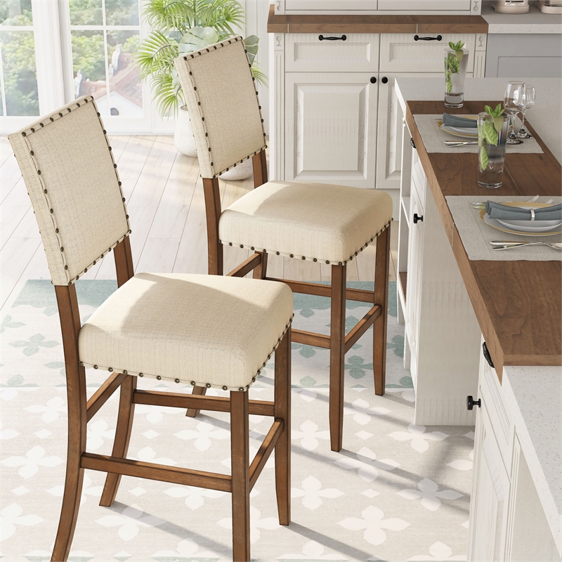 Furniture of America Sinuata Fabric Upholstery Dining Chair - Natural (Set of 2)
