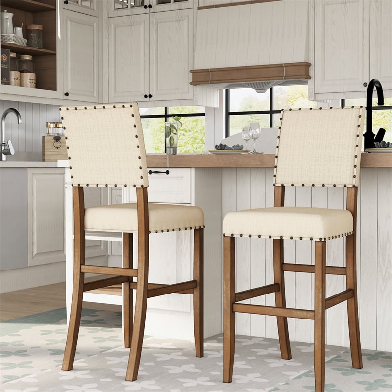 Furniture of America Sinuata Fabric Upholstery Dining Chair - Natural (Set of 2)