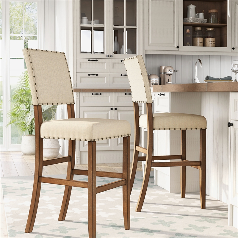 Furniture of America Sinuata Fabric Upholstery Dining Chair - Natural (Set of 2)