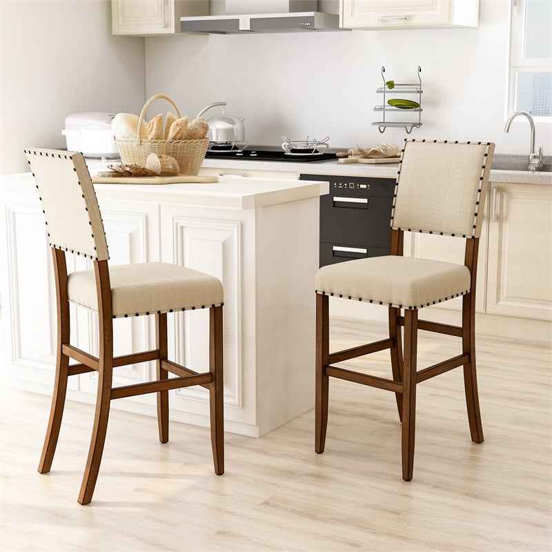 Furniture of America Sinuata Fabric Upholstery Dining Chair - Natural (Set of 2)