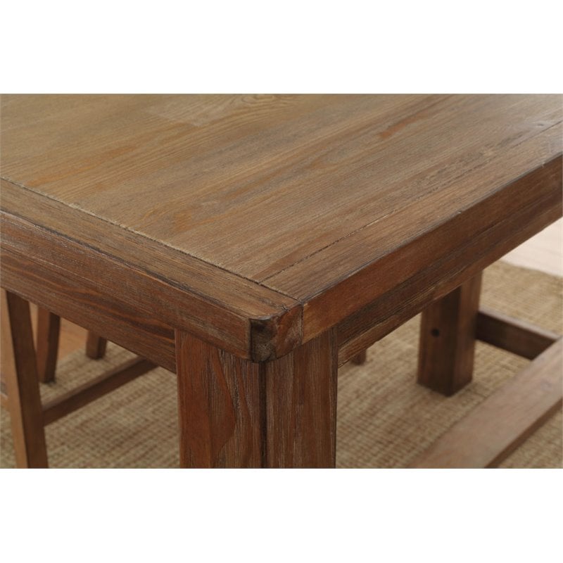 Furniture of America Sinuata Rustic Wood Rectangle Pub Table in Natural