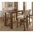 Furniture of America Sinuata Rustic Wood 5-Piece Bar Table Set in Natural Tone