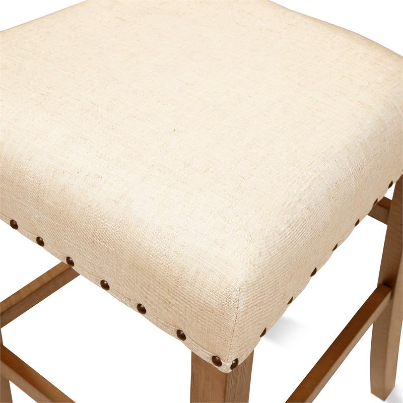 Furniture of America Sinuata Fabric Counter Height Chair in Beige (Set of 2)