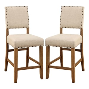 Furniture of America Sinuata Fabric Counter Height Chair in Beige (Set of 2)