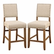 Furniture of America Sinuata Fabric Counter Height Chair in Beige (Set of 2)