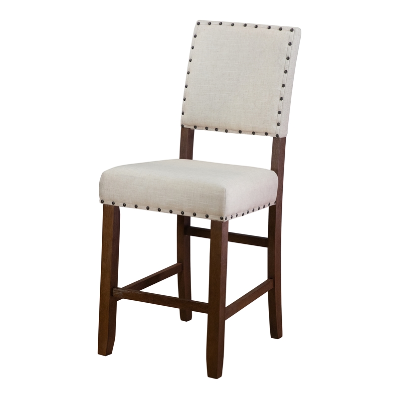 Furniture of America Sinuata Fabric Counter Height Chair in Beige (Set of 2)