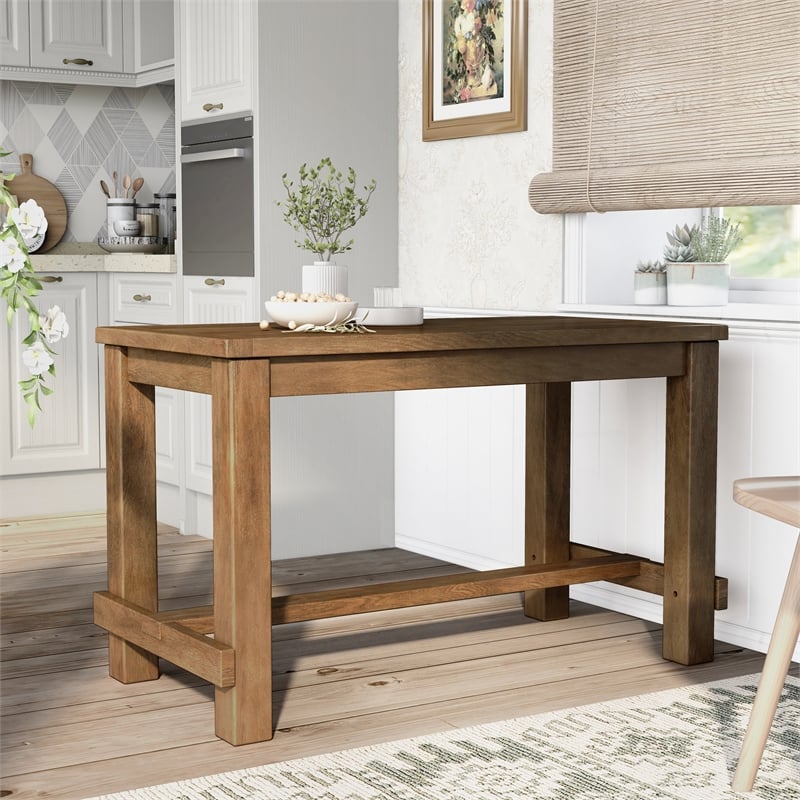 Furniture Of America Sinuata Wood 60 Counter Height Table In Natural