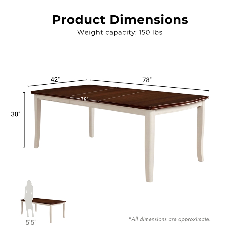 Furniture of America Delila Wood Extendable Dining Table in Vintage White