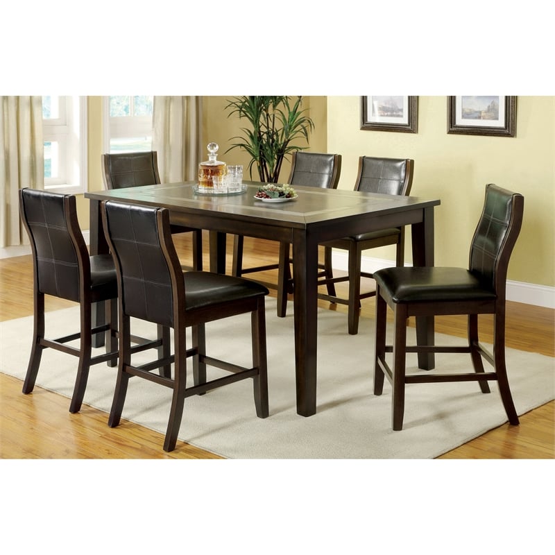 Furniture of America Egnew Faux Leather Padded Bar Stool in Black (Set of 2)