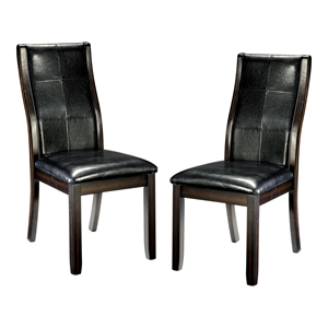 furniture of america egnew faux leather padded dining chair in black (set of 2)