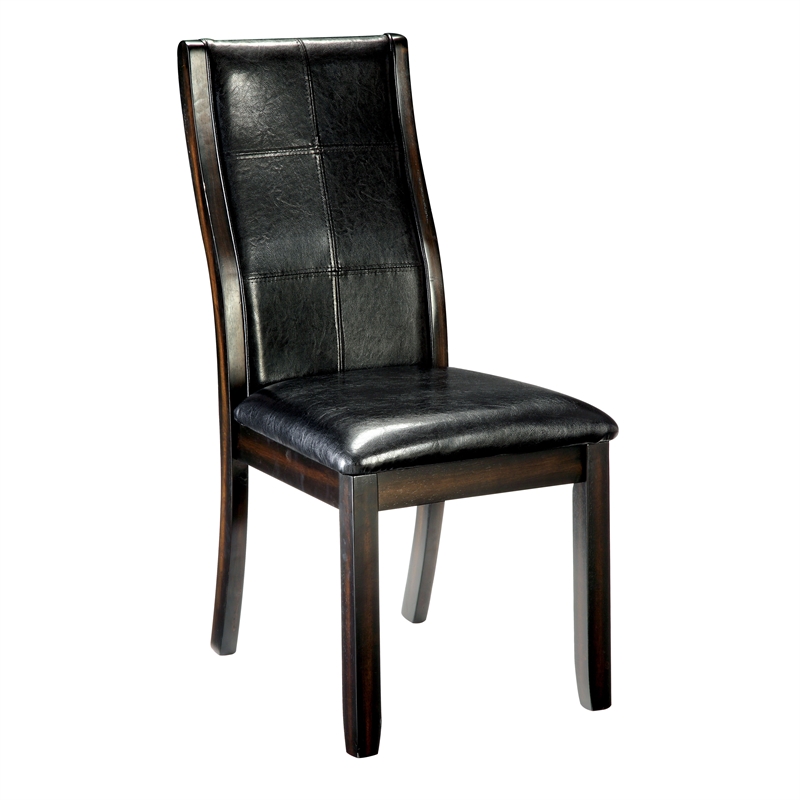 Furniture of America Egnew Faux Leather Padded Dining Chair in Black