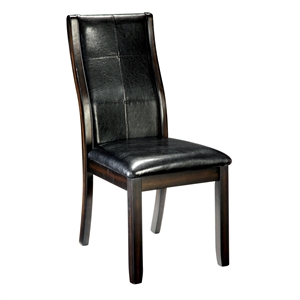 furniture of america egnew faux leather padded dining chair in black (set of 2)