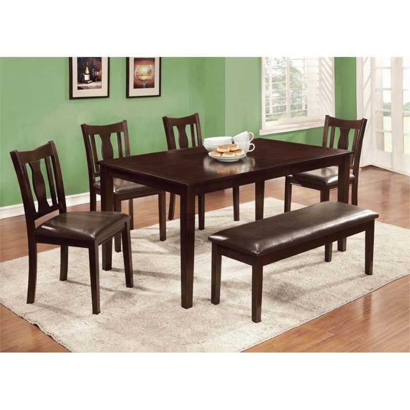 Furniture Of America Bowring 6 Piece Dining Set In Espresso Idf Furniture Of America Bowring 6 Piece Dining Set In Espresso Idf 3402t 6pk