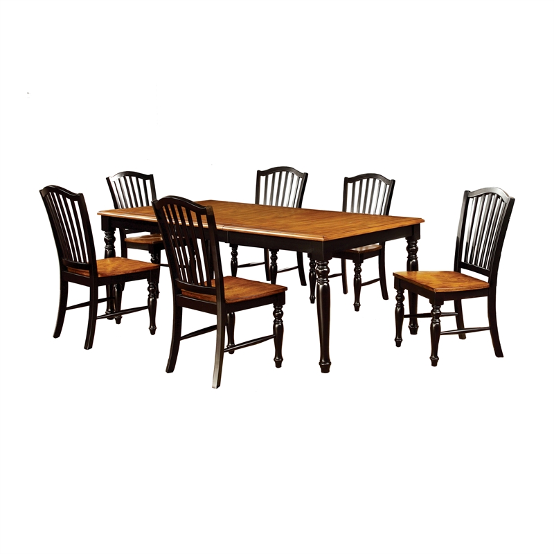Furniture of America Sallie Wood 7 Piece Extendable Dining Set in Black