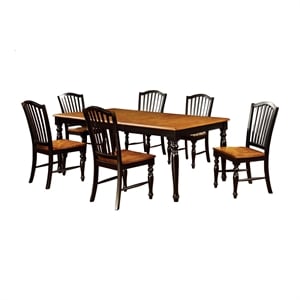 Furniture of America Sallie Wood 7 Piece Extendable Dining Set in Black