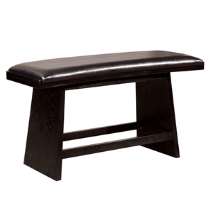 furniture of america omura faux leather padded dining bench in black