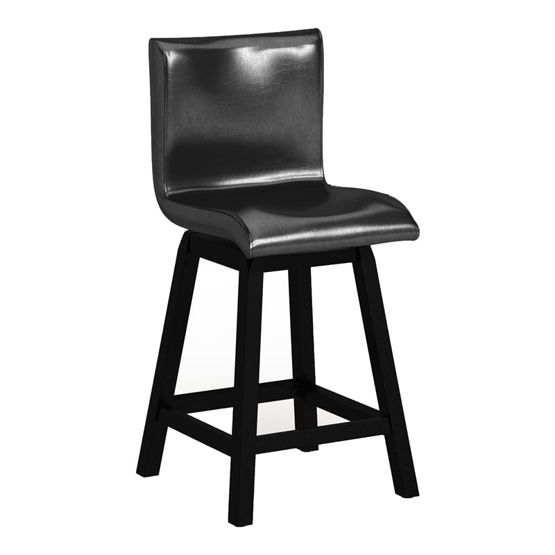 Furniture of America Omura Faux Leather Counter Stool in Black (Set of 2)