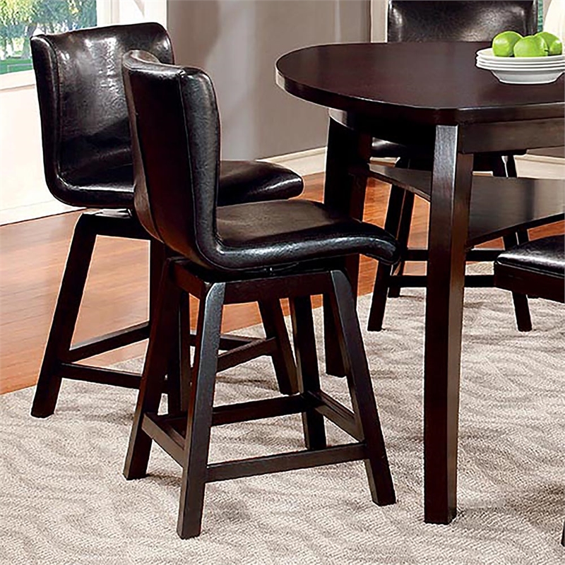 Furniture of America Omura Faux Leather Counter Stool in Black (Set of 2)