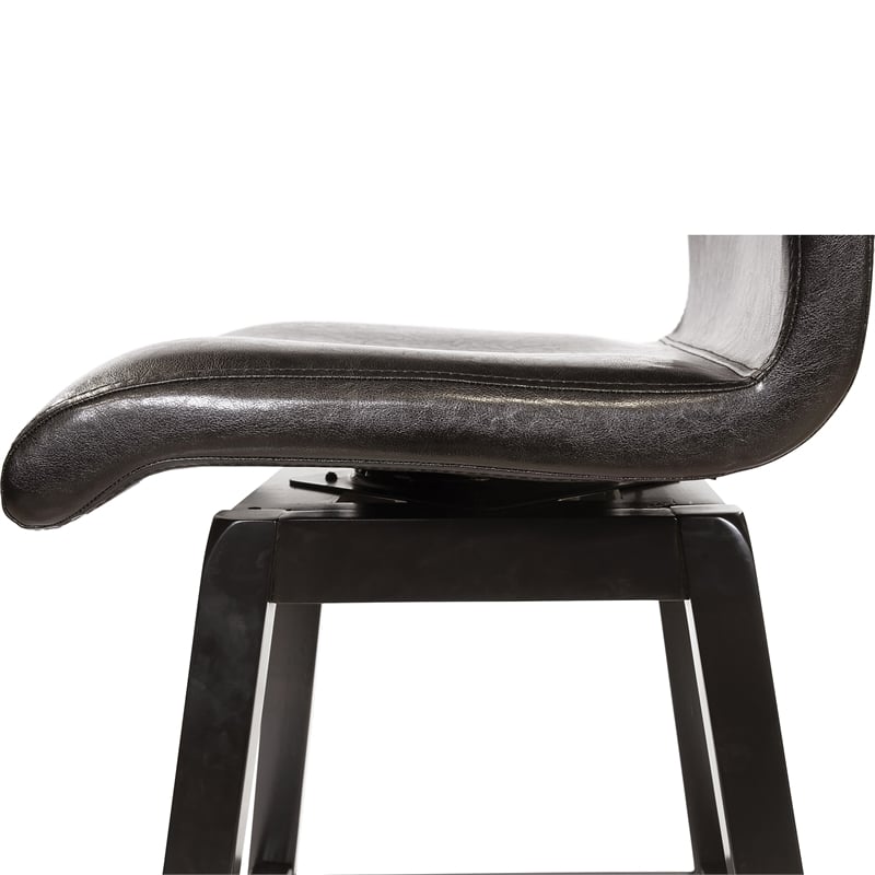 Furniture of America Omura Faux Leather Counter Stool in Black (Set of 2)