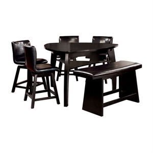 furniture of america omura modern wooden triangular counter height dining set in black