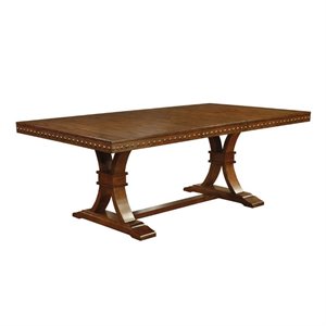 furniture of america duran transitional wood rectangle dining table in dark oak