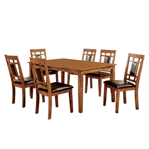 furniture of america kalo wood 7-piece dining table and chair set in brown