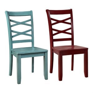 furniture of america hannon transitional solid wood x back dining side chair (set of 2)