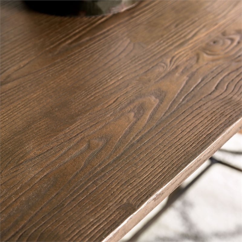 Furniture of America Mayfield Metal Counter Height Dining Table in Natural Elm