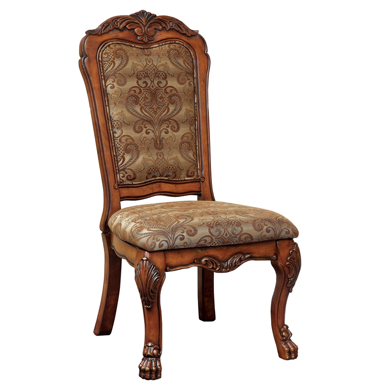 Furniture of America Douglas Fabric Padded Side Chair in Antique Oak