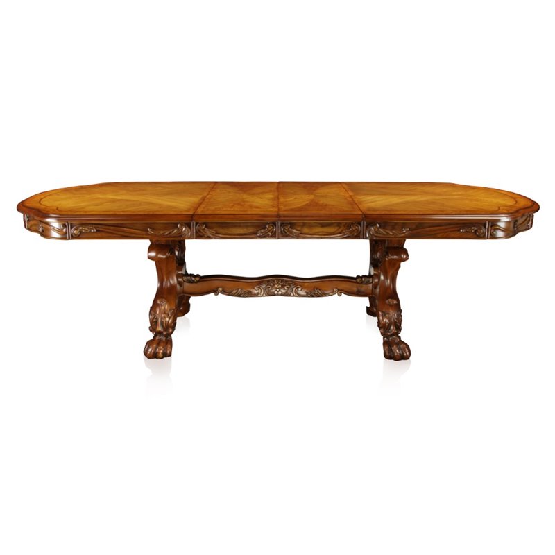 Furniture of America Douglas Solid Wood 9Piece Dining Set in Antique Oak