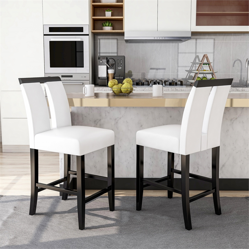 Furniture of America Jalen Faux Leather Counter Height Chair in Black (Set of 2)