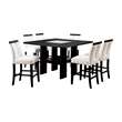 Furniture of America Jalen Wood 7-Piece Counter Dining Set with LED in Black