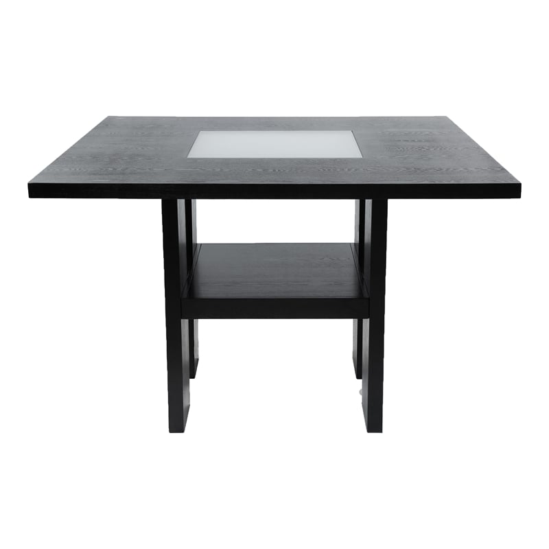 Furniture of America Jalen Wood 7-Piece Counter Dining Set with LED in Black