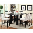 Furniture of America Jalen Wood 7-Piece Counter Dining Set with LED in Black