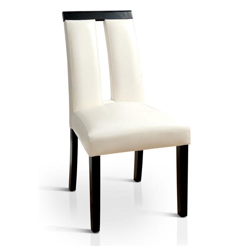 Furniture of America Jalen Faux Leather Dining Chair in White (Set of 2)