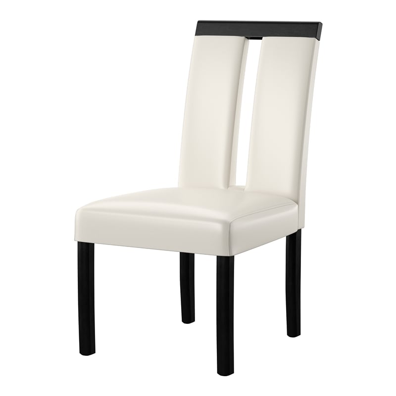 Furniture of America Jalen Faux Leather Dining Chair in White (Set of 2)