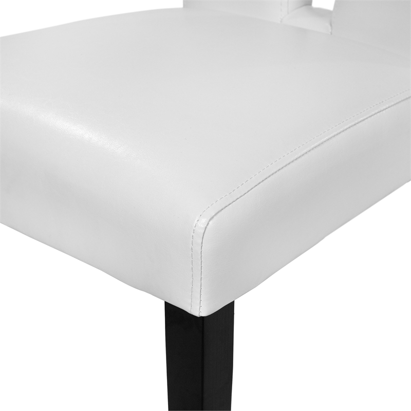 Furniture of America Jalen Faux Leather Dining Chair in White (Set of 2)