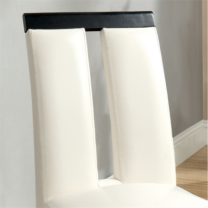 Furniture of America Jalen Faux Leather Dining Chair in White (Set of 2)