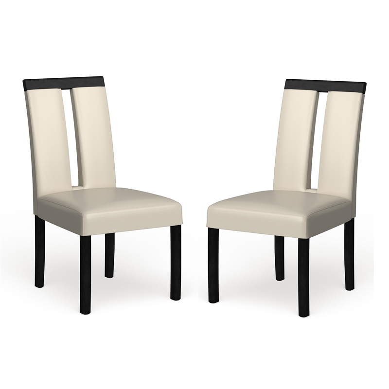 Furniture of America Jalen Faux Leather Dining Chair in White (Set of 2)